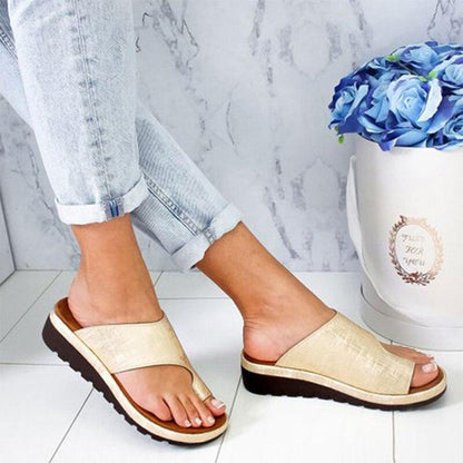 Women leather sandals beige open-toe slip-on platform slides with arch support on Tampa Home & Garden Store
