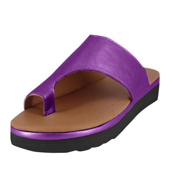 Stevvex women leather sandals purple open-toe slide with arch support platform sole on Tampa Home & Garden Store