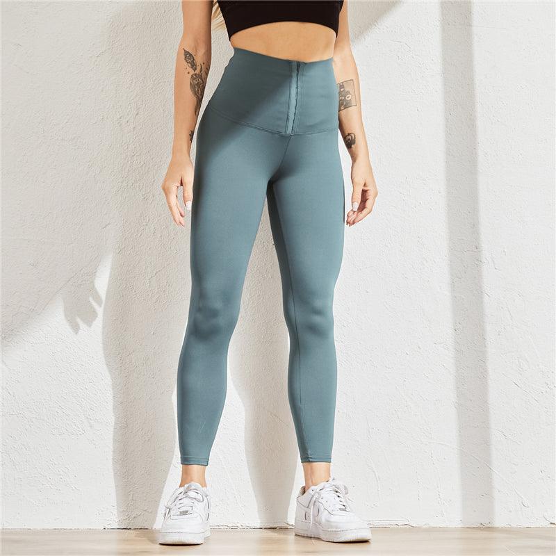 Stevvex teal high‑waist athletic leggings with seamless fit on model in sneakers on Tampa Home & Garden Store