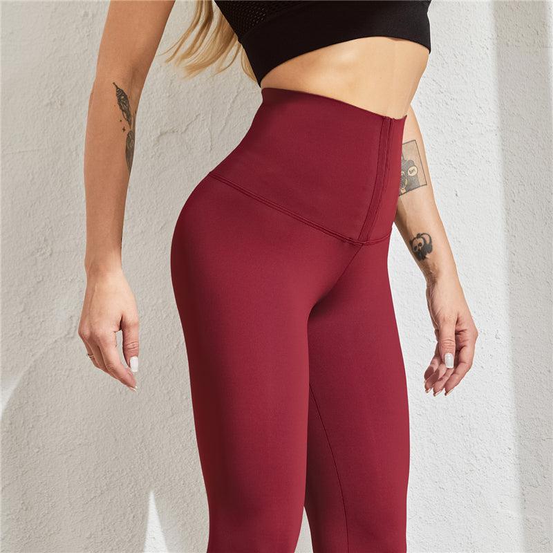 Stevvex women's high-waist fitness leggings burgundy seamless push-up sportswear on Tampa Home & Garden Store