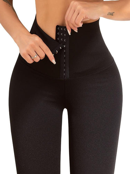 Stevvex black high-waist seamless fitness leggings with front zip and hook closures on Tampa Home & Garden Store