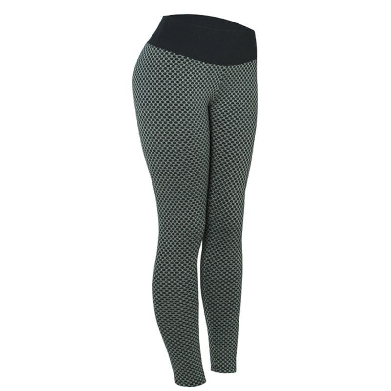 Women’s high waist leggings with gray-green honeycomb pattern seamless tummy control yoga pants on Tampa Home & Garden Store