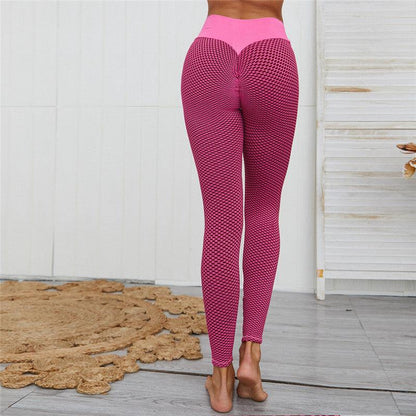 Leggings by Stevvex pink high waist seamless honeycomb pattern push-up tummy control on Tampa Home & Garden Store
