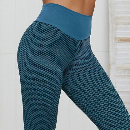Stevvex high waist teal leggings with honeycomb texture for gym and yoga on Tampa Home & Garden Store