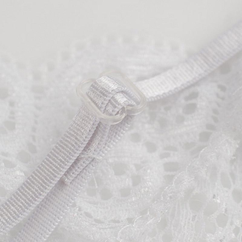 White lace 2-piece bra and panty set by Stevvex with delicate straps on Tampa Home & Garden Store
