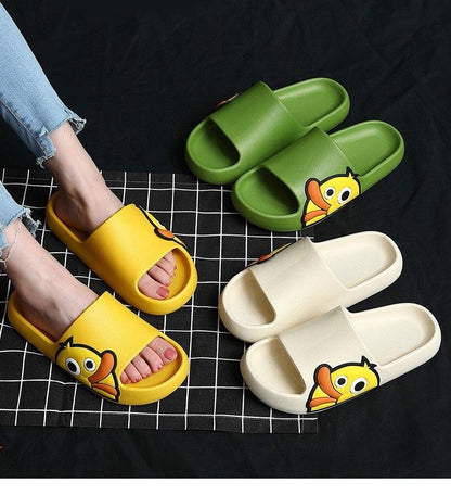 Slippers Stevvex thick-soled EVA open-toe beach slides in yellow green cream 3 colors on Tampa Home & Garden Store