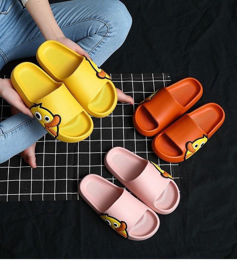 Slippers set of 3 EVA open-toe Stevvex with duck graphic in yellow, orange, and pink on Tampa Home & Garden Store