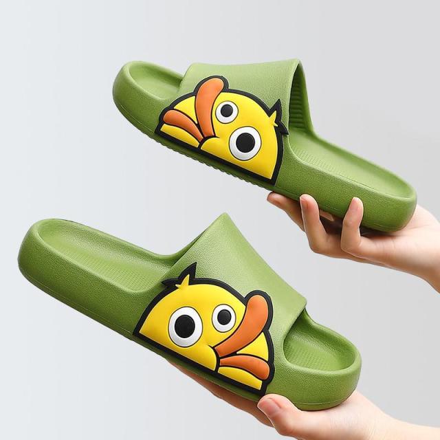 Stevvex green EVA slides pair with duck graphic strap open-toe thick sole lightweight on Tampa Home & Garden Store
