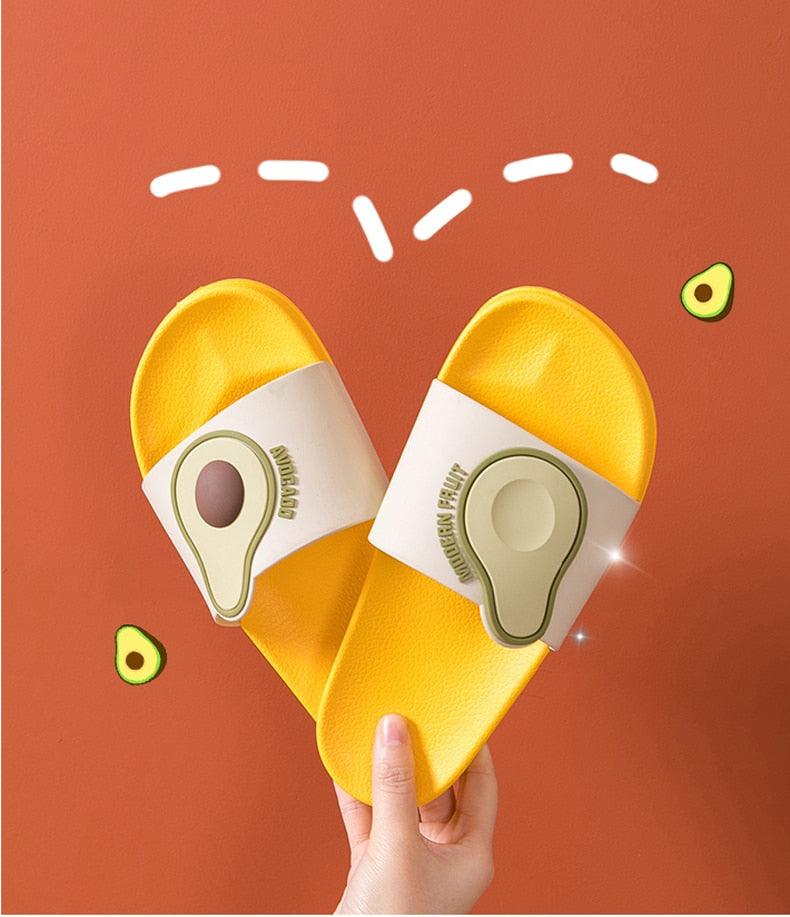 Stevvex Casual Soft Avocado Flip Flops yellow slides with white straps for men and women on Tampa Home & Garden Store