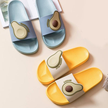 Casual Soft Avocado Flip Flops Stevvex blue and yellow sandal pairs with avocado logo strap on Tampa Home & Garden Store