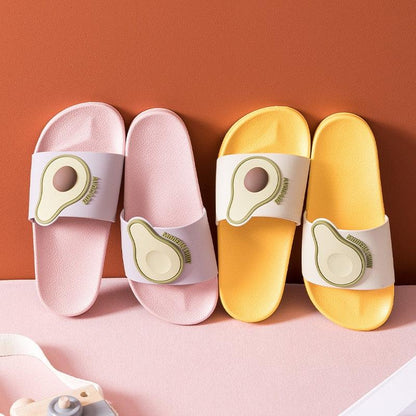 Casual Soft Avocado Flip Flops by Stevvex, pink yellow sandals with avocado emblem, 4-pack on Tampa Home & Garden Store