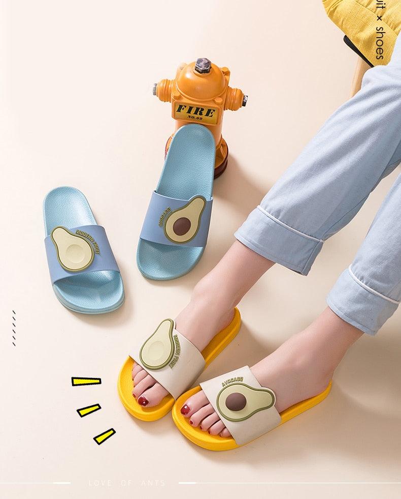 Casual Soft Avocado Flip Flops by Stevvex, blue & beige avocado-patch sandals, ST85SH4455SAE on Tampa Home & Garden Store