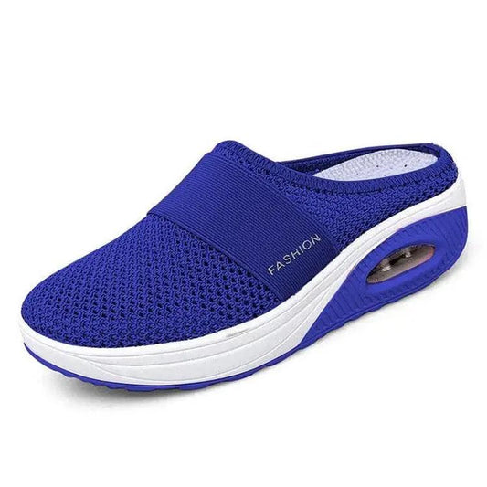 Stevvex blue mesh slip-on sandals with air cushion sole, breathable women's clogs on Tampa Home & Garden Store