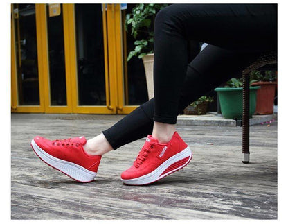 Women Stevvex red leather sneakers, lace-up casual sport shoes with white sole on Tampa Home & Garden Store