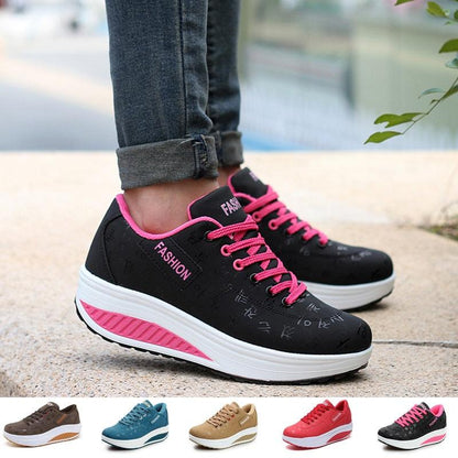 Stevvex Women Modern Sneakers flatform black lace-up with pink laces white sole and other colors on Tampa Home & Garden Store