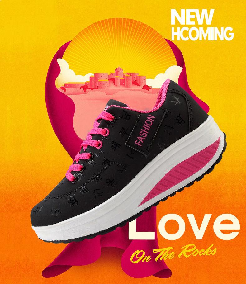 Stevvex Women’s black leather sneakers with pink laces, height-increasing platform on Tampa Home & Garden Store