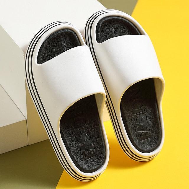 Stevvex Women EVA Slides open-toe white slippers with thick non-slip sole pair (2) on Tampa Home & Garden Store