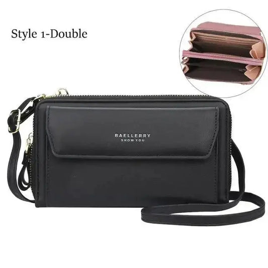 Women PU leather crossbody bag in black with front flap Baellerry on Tampa Home & Garden Store