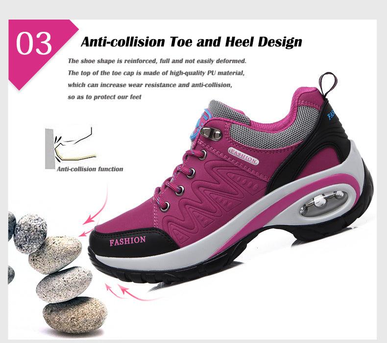 Stevvex women pink mesh athletic sneakers with air cushion heel lace-up breathable walking shoes on Tampa Home & Garden Store