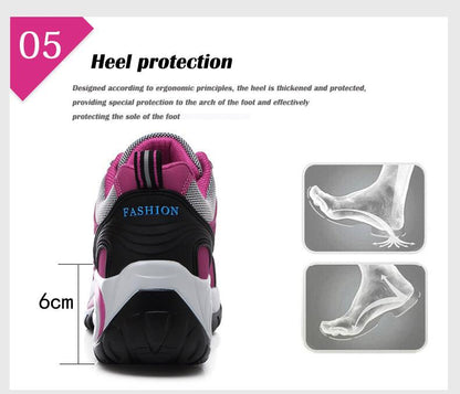 Stevvex women's mesh athletic sneakers pink black white breathable lace-up air-cushion heel on Tampa Home & Garden Store