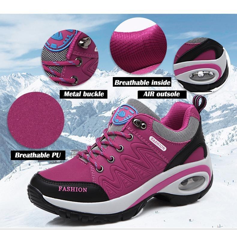 Women running air cushion athletic sneakers in pink mesh with lace-up high platform Stevvex on Tampa Home & Garden Store