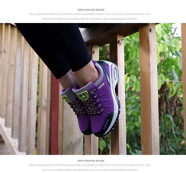 Stevvex women's running sneakers purple mesh upper with lime logo air-cushion platform lace-up on Tampa Home & Garden Store