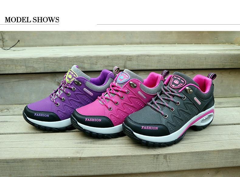 Women's athletic sneakers Stevvex with air cushion lace-up high-platform mesh purple pink gray on Tampa Home & Garden Store