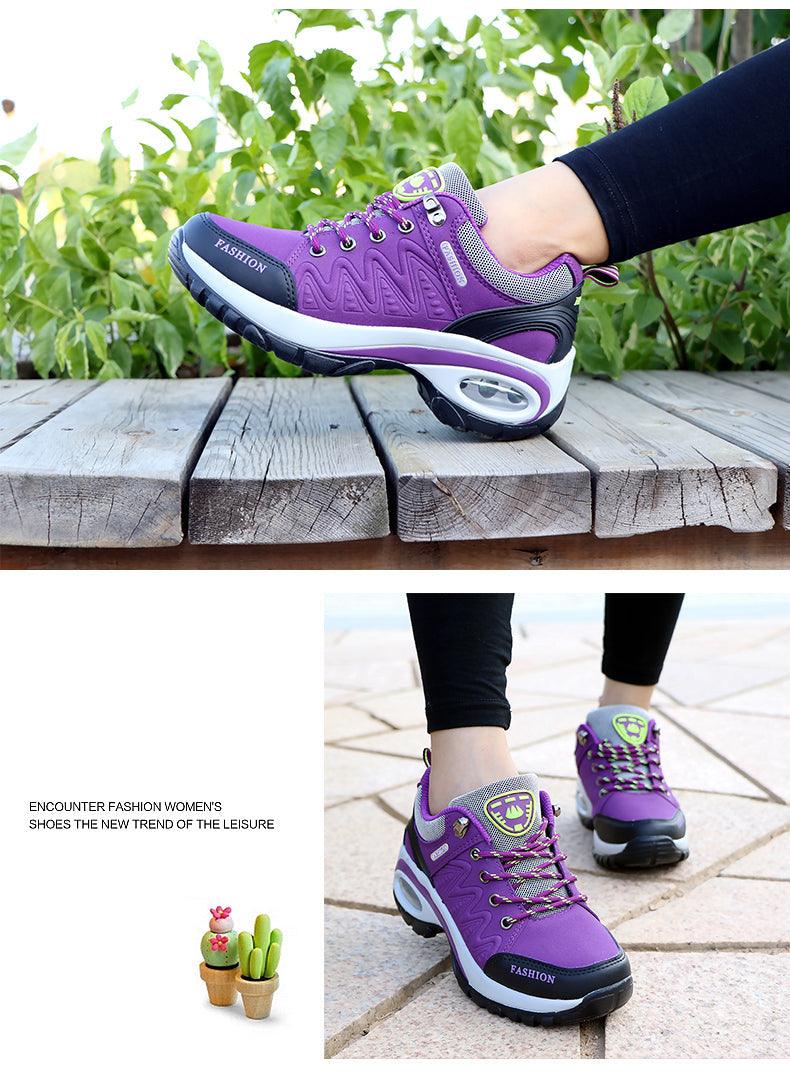 Stevvex women's purple athletic sneakers with air cushion sole, mesh upper platform shoes on Tampa Home & Garden Store