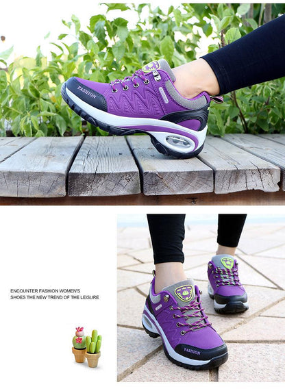 Stevvex women's purple athletic sneakers with air cushion sole, mesh upper platform shoes on Tampa Home & Garden Store