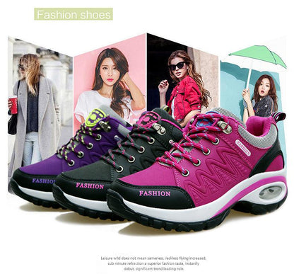 Women air cushion athletic sneakers with mesh, pink purple laces casual gym shoes, 3 pairs on Tampa Home & Garden Store