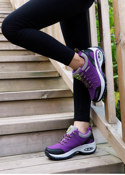 Stevvex women's purple mesh athletic sneakers with air cushion sole lace-up walking shoes on Tampa Home & Garden Store