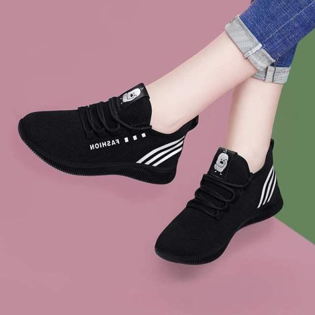 Stevvex Women Running Shoes black mesh sneakers lightweight on Tampa Home & Garden Store