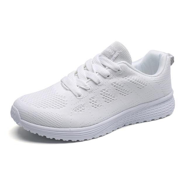 Stevvex women's running sneakers breathable lightweight white mesh lace-up casual athletic shoe on Tampa Home & Garden Store
