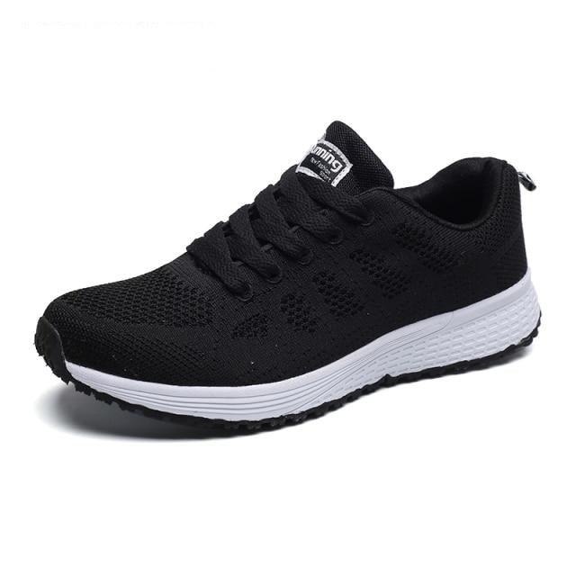 Stevvex black breathable mesh running sneaker with white sole, lace-up athletic shoe on Tampa Home & Garden Store