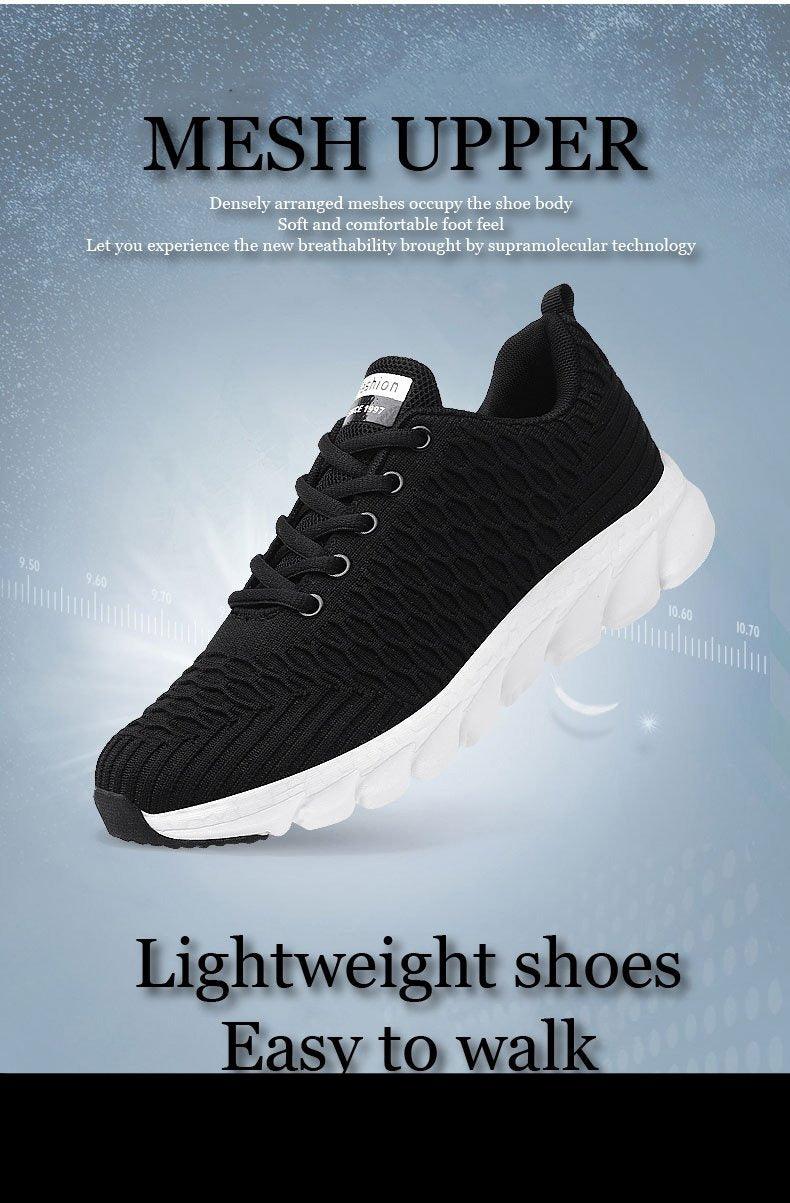 Stevvex women's running sneakers with black mesh upper and white lightweight sole on Tampa Home & Garden Store