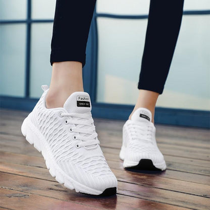 Stevvex women running sneakers white breathable mesh upper, lace-up casual sport shoes 1 pair on Tampa Home & Garden Store