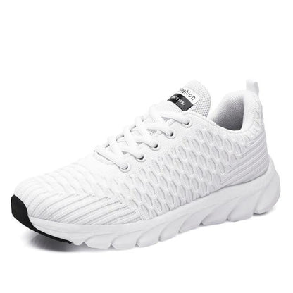 Women running sneakers Stevvex, breathable white mesh lace-up, lightweight casual shoe on Tampa Home & Garden Store