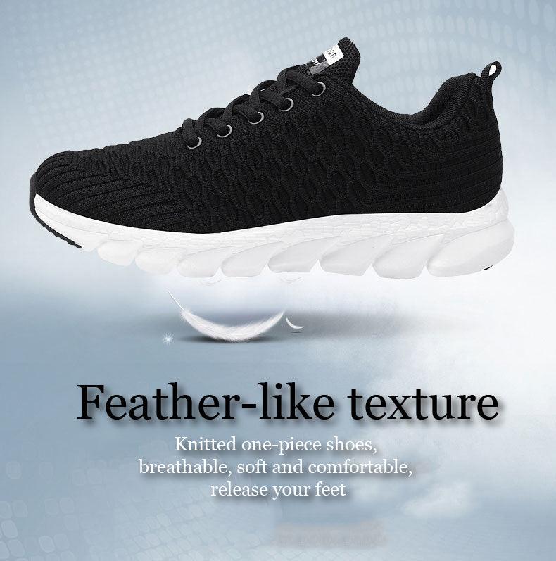 Stevvex women's running sneakers black knitted mesh casual lace-up athletic shoes on Tampa Home & Garden Store