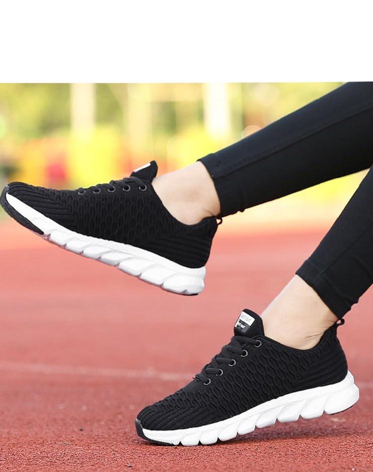 Stevvex black breathable mesh running sneakers with white sole lace-up light athletic shoes on Tampa Home & Garden Store