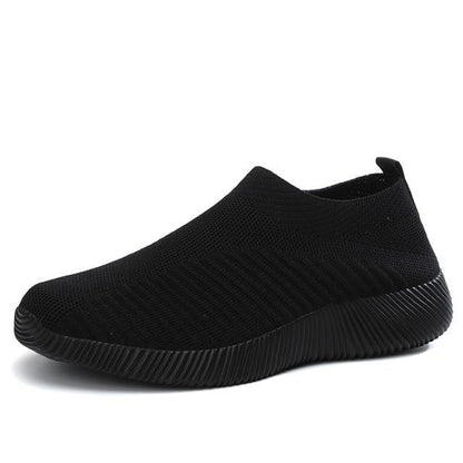 Stevvex Women running sneakers black mesh upper slip-on with ribbed sole on Tampa Home & Garden Store