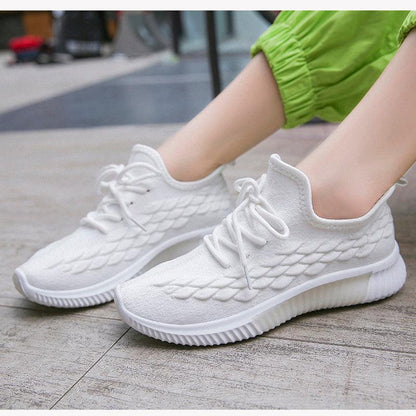 Women's Stevvex knit running sneakers with scale-textured sides, lace-up, non-slip sole on Tampa Home & Garden Store