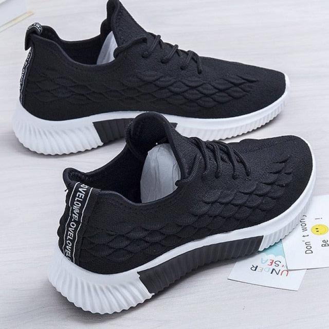 Stevvex ST85SH0704AVH black knit running sneakers with white cushioned sole non-slip grip on Tampa Home & Garden Store