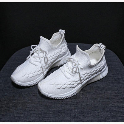 Stevvex Women Running Sneakers white knit upper lace-up lightweight pair on Tampa Home & Garden Store