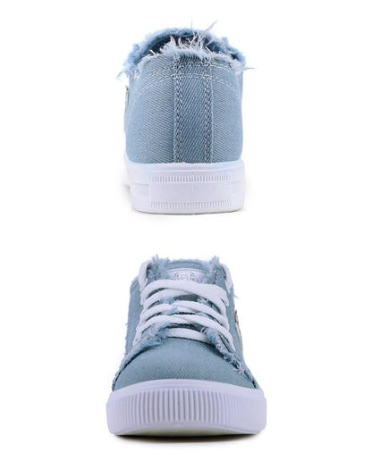 Women's Stevvex canvas sneakers, light blue denim, white laces on Tampa Home & Garden Store