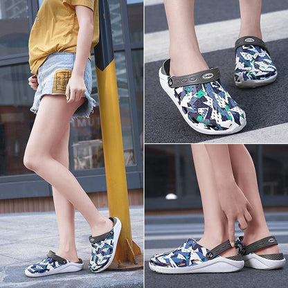 Women's Stevvex geometric print clogs sandals, breathable lightweight slip-on slippers on Tampa Home & Garden Store