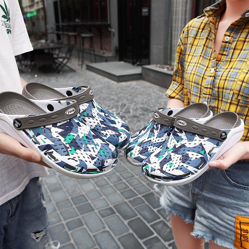 Womens patterned camo clogs by Stevvex, breathable lightweight home slippers, 2 pairs on Tampa Home & Garden Store