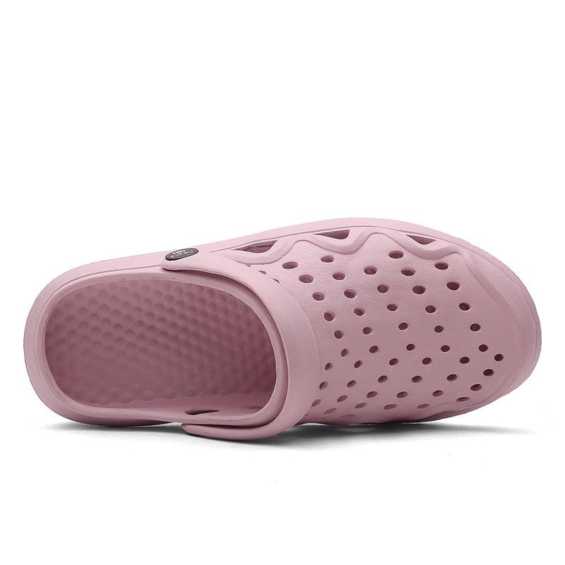 Women's slip-on pink breathable perforated clogs Stevvex sandals on Tampa Home & Garden Store
