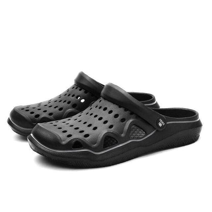 Stevvex women's breathable perforated clogs slippers black gray lightweight quick-dry on Tampa Home & Garden Store