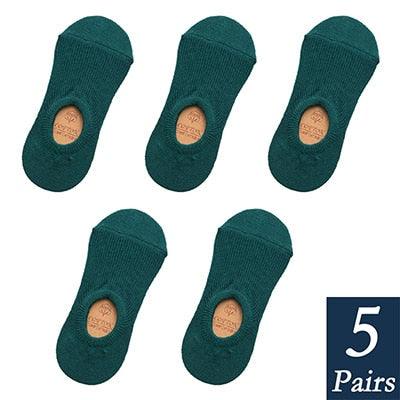 Stevvex women's cotton invisible no show silicone short socks teal 5 pairs on Tampa Home & Garden Store