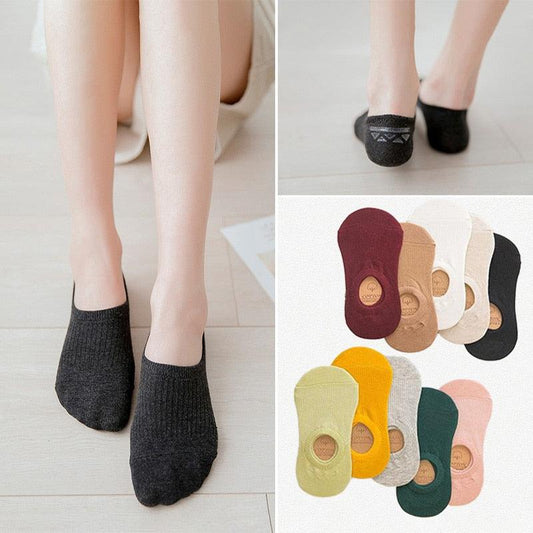 Stevvex women's invisible no-show cotton footie socks, ankle-length non-slip grip; black colors on Tampa Home & Garden Store